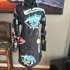 Colorful Eye Print Long Jacket